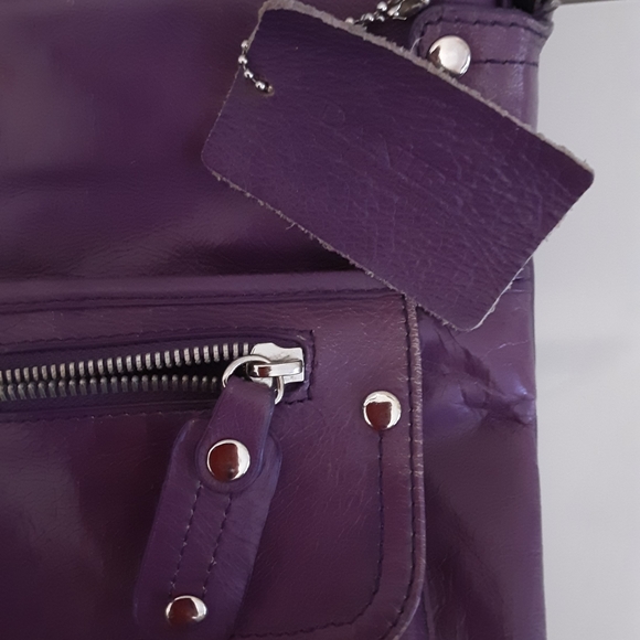Danier Purple Distressed Leather Crossbody Bag - Picture 10 of 15